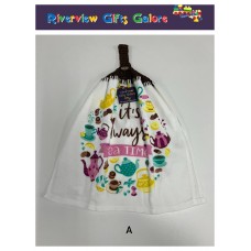 Crochet Top Hand Towel / Tea Towel - It's Always Tea Time Crochet Top Hand Towel / Tea Towel - It's Always Tea Time